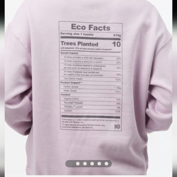 Ten Tree Eco Facts Oversized Hoodie in Lavender - Picture 5 of 7